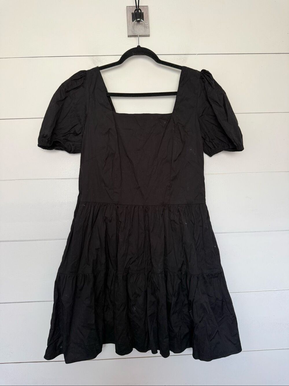 Waverly Grey Women’s XL Black Puff Sleeve Mini Dress Smocked